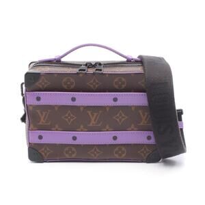 Louis Vuitton Soft Trunk Handbag Handle Canvas Leather Monogram Macassar Brown